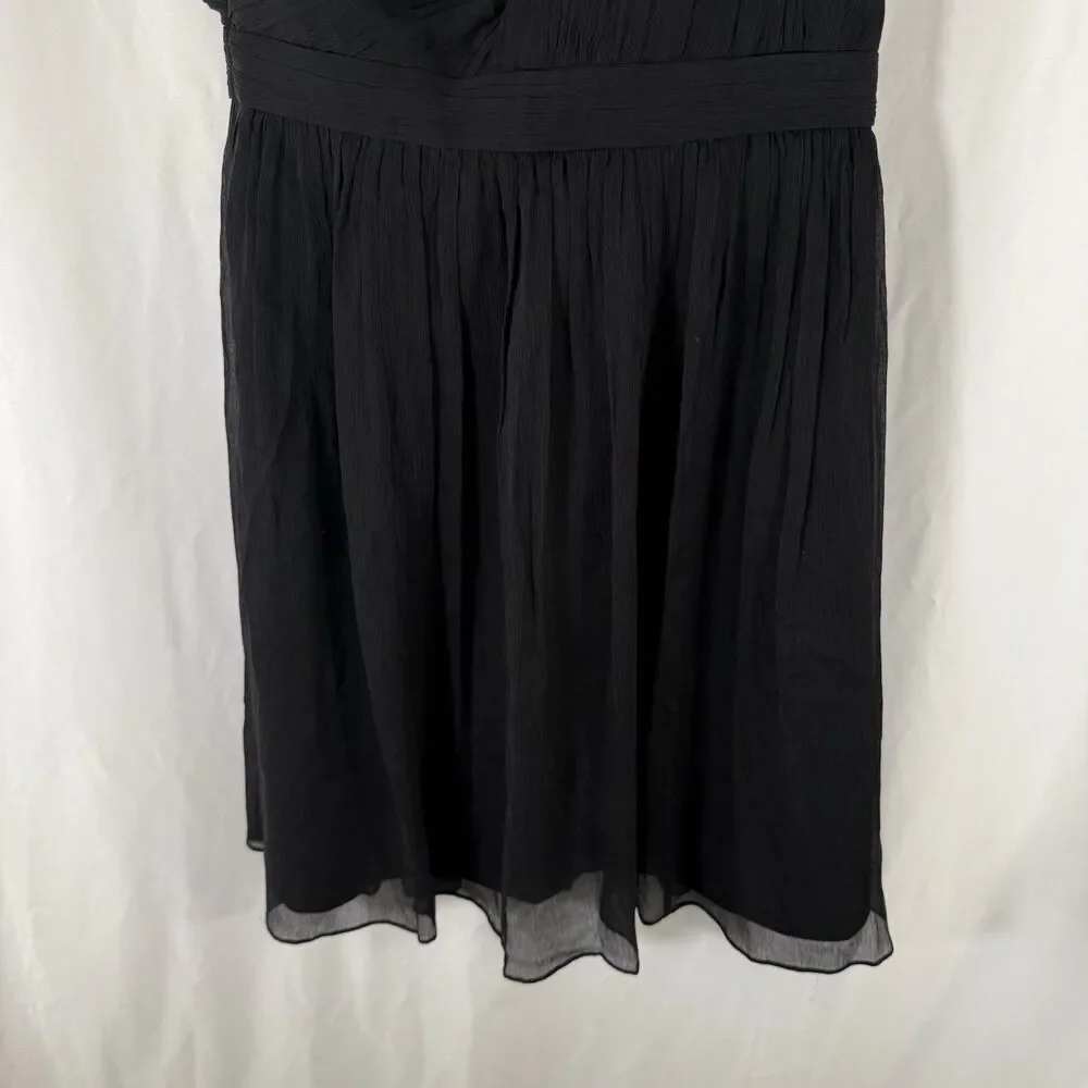 J. Crew Silk Knee Length Dress Women's 4 Black Side Zip Lightweight Sleeveless